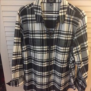 Buffalo plaid Chaps zipper flannel